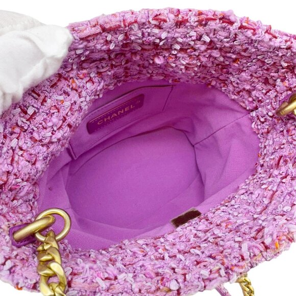 Chanel  Pending CC Tweed Enamel Drawstring Tote Bucket Bag Pink - Picture 11 of 13